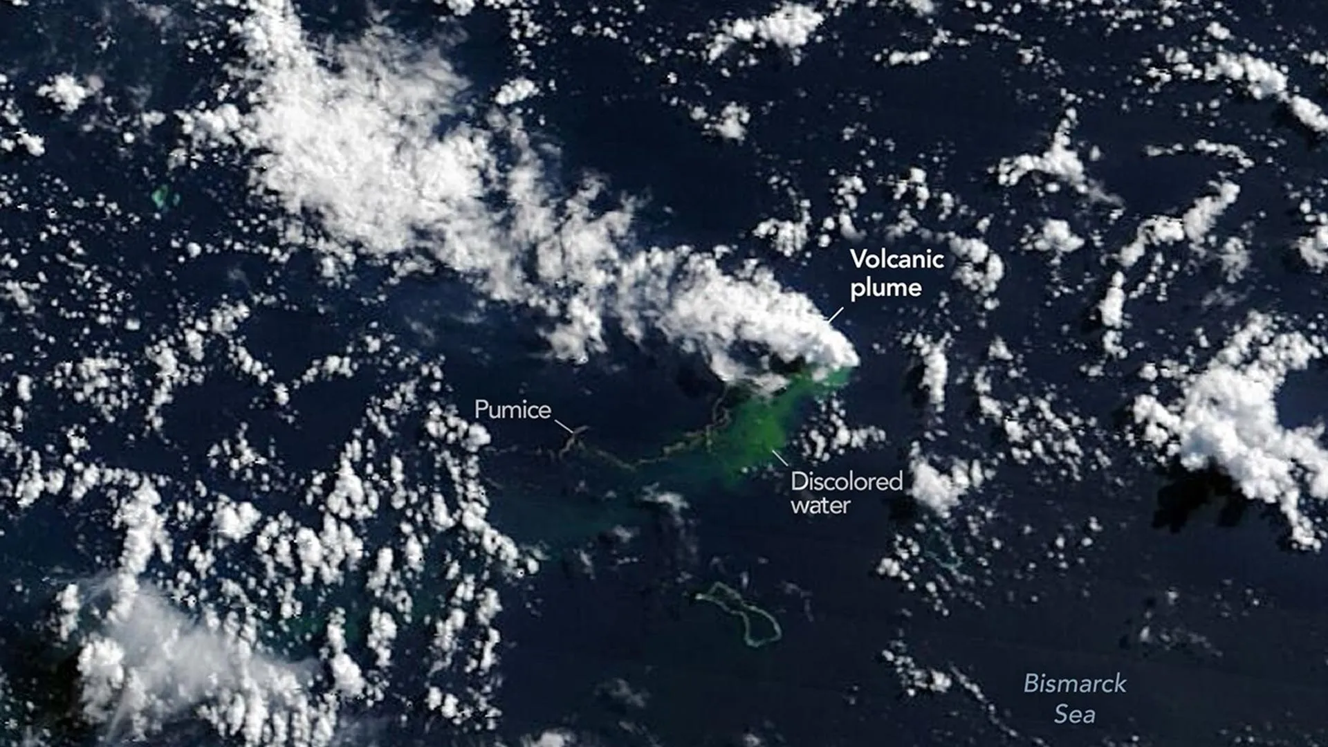 The Birth of a New World: Satellite Constellations Track Mysterious Volcanic Eruption in the Bismarck Sea